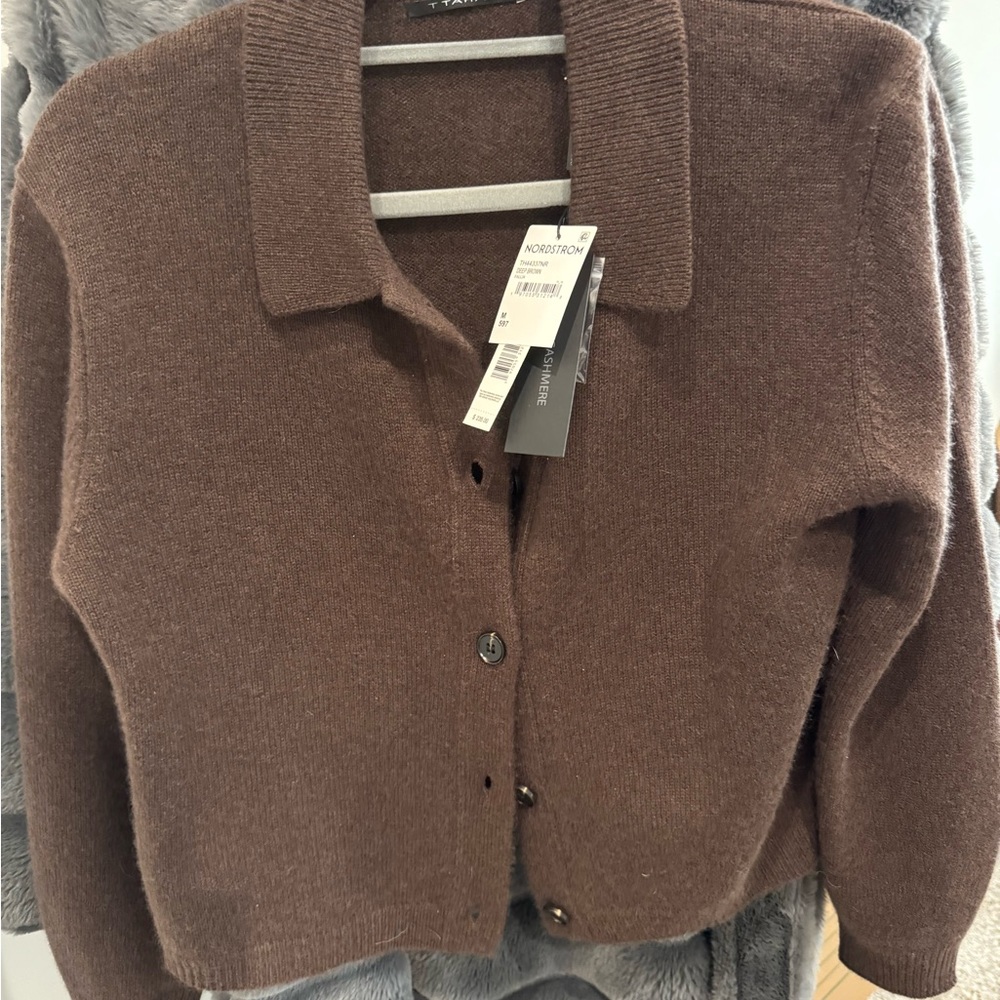 Tahari 100% cashmere cardigan sweater NWT